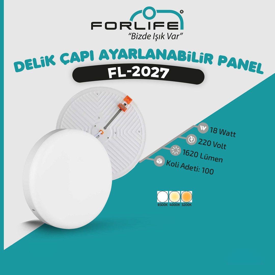Forlife Ayarlanabilir Led Panel 18W 4000k Ilık Beyaz FL-2027 küçük görsel