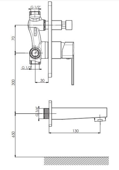 GPD Pedra Tam Ankastre Banyo Bataryası Siyah Mta160-s küçük görsel