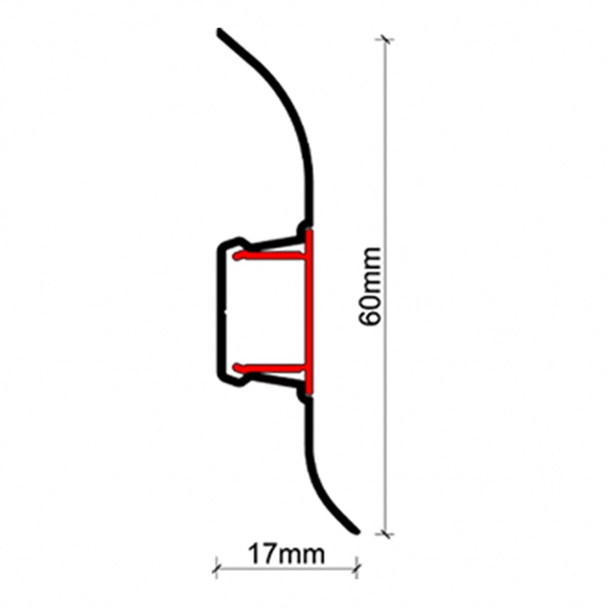 Tesay Kablo Kanallı Alüminyum Süpürgelik Profili 60 Mm Krom Parlak 250 Cm Spalmpr küçük görsel