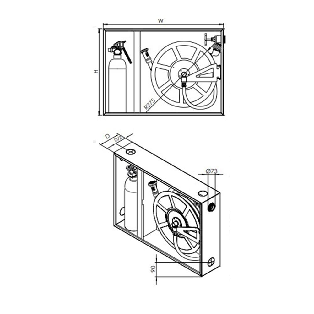 Öztürk 2" Vanalı 20 Mt Kauçuk Hortumlu Çift Kapı Sıva Üstü Cam Kapak Yangın Dolabı küçük görsel