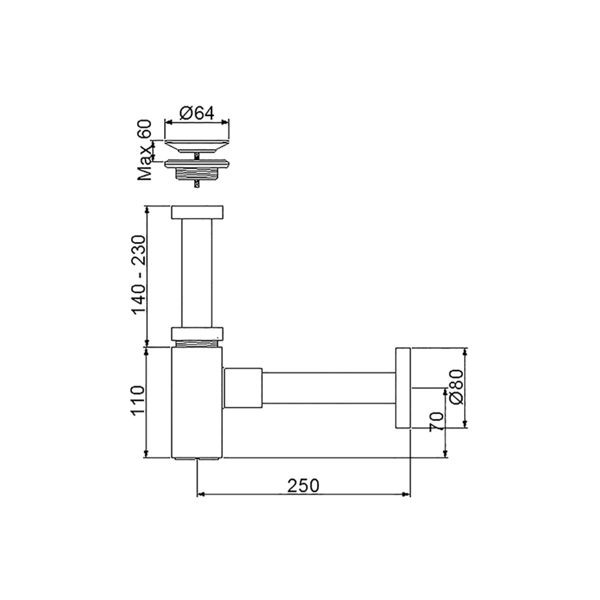Newarc Corner Lavabo Sifonu Süzgeçli 760521 küçük görsel