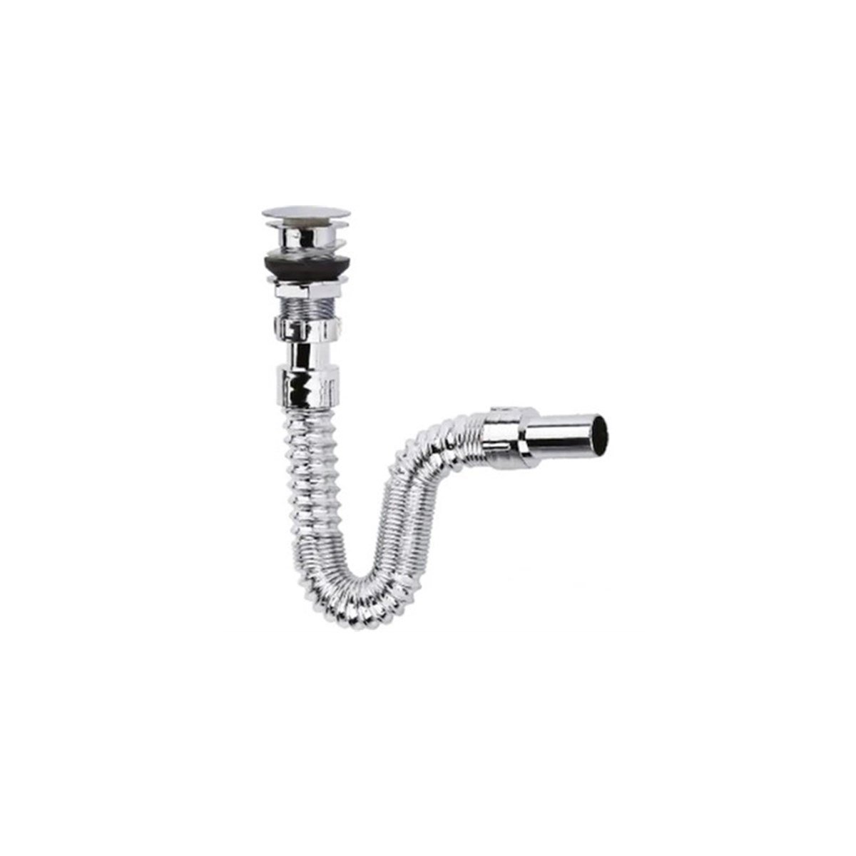 Krom Kaplı Pop-up Koku Stoplu Körüklü Lavabo Sifonu görseli