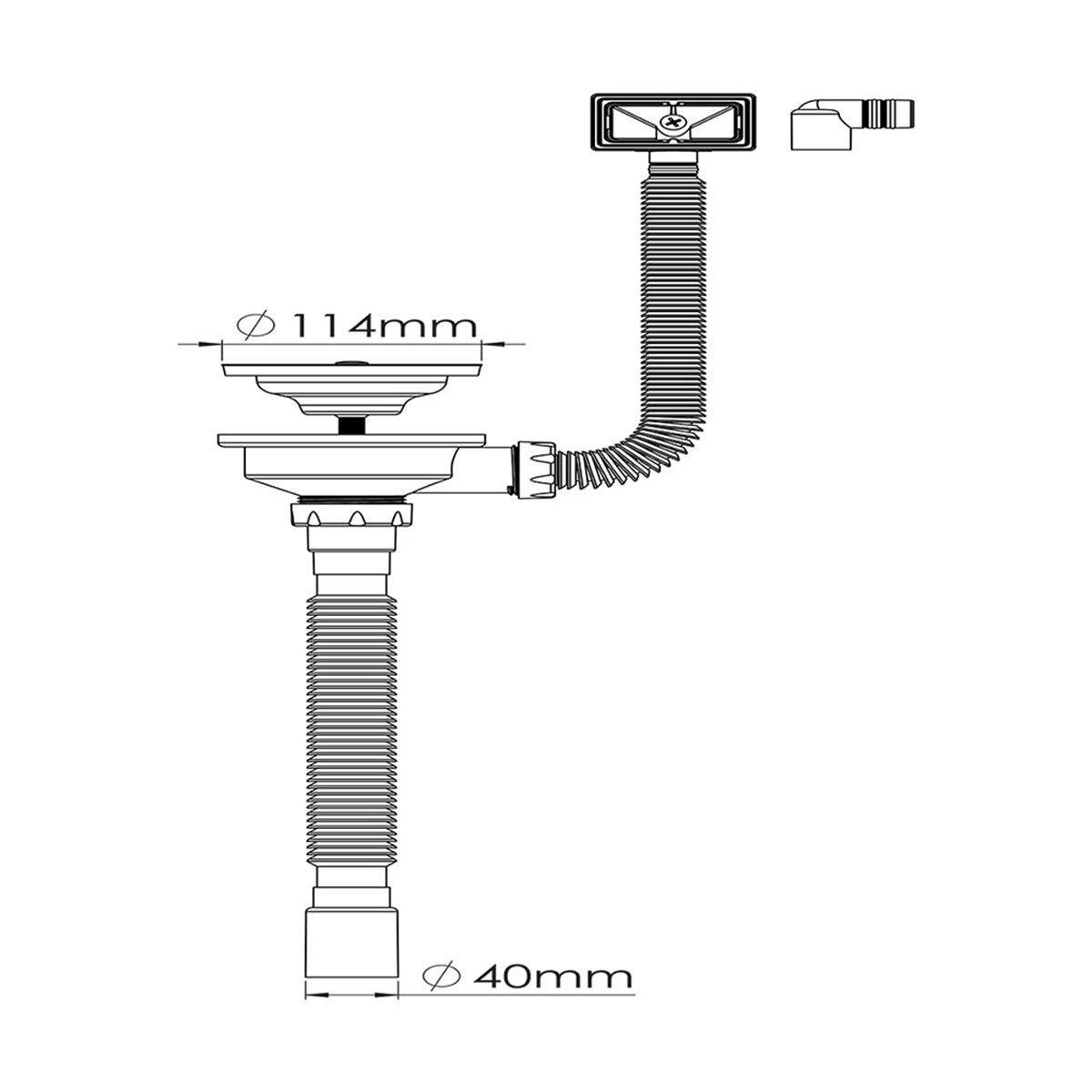 Nova 1247 Taşmalıklı Çöpmak Kafa Körüklü Eviye Sifonu küçük görsel