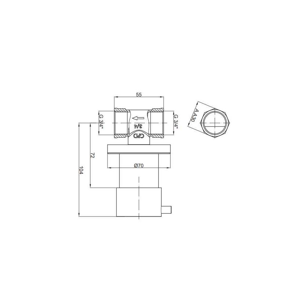 GPD Espina Ankastre Ara Kesme Vanası 3/4" Büyük Volan Siyah Aak72-s küçük görsel