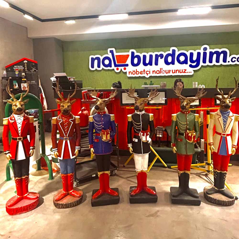 Süvari Yılbaşı Geyik Karşılama Heykeli Büyük Boy 135 Cm Moz-2 küçük görsel