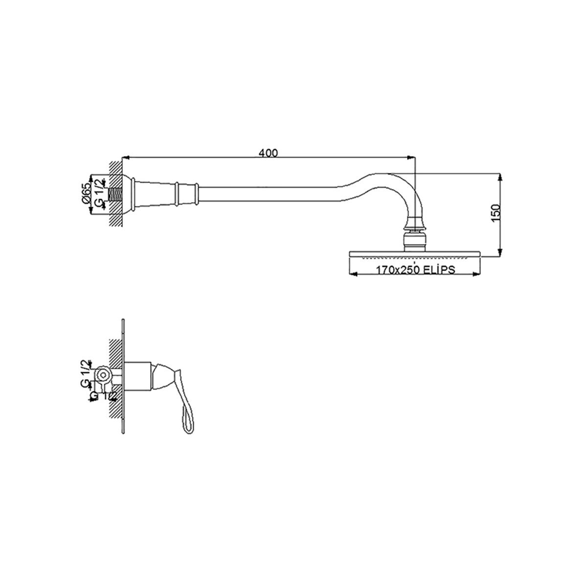 Newarc Golden Ankastre Duş Bataryası Altın 951121 küçük görsel