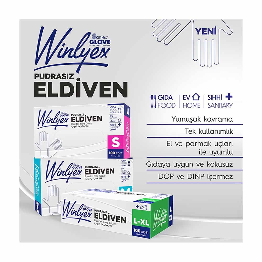 Reflex Winlyex Eldiven Şeffaf L-Xl Beden 100'Lü X 20 Paket küçük görsel