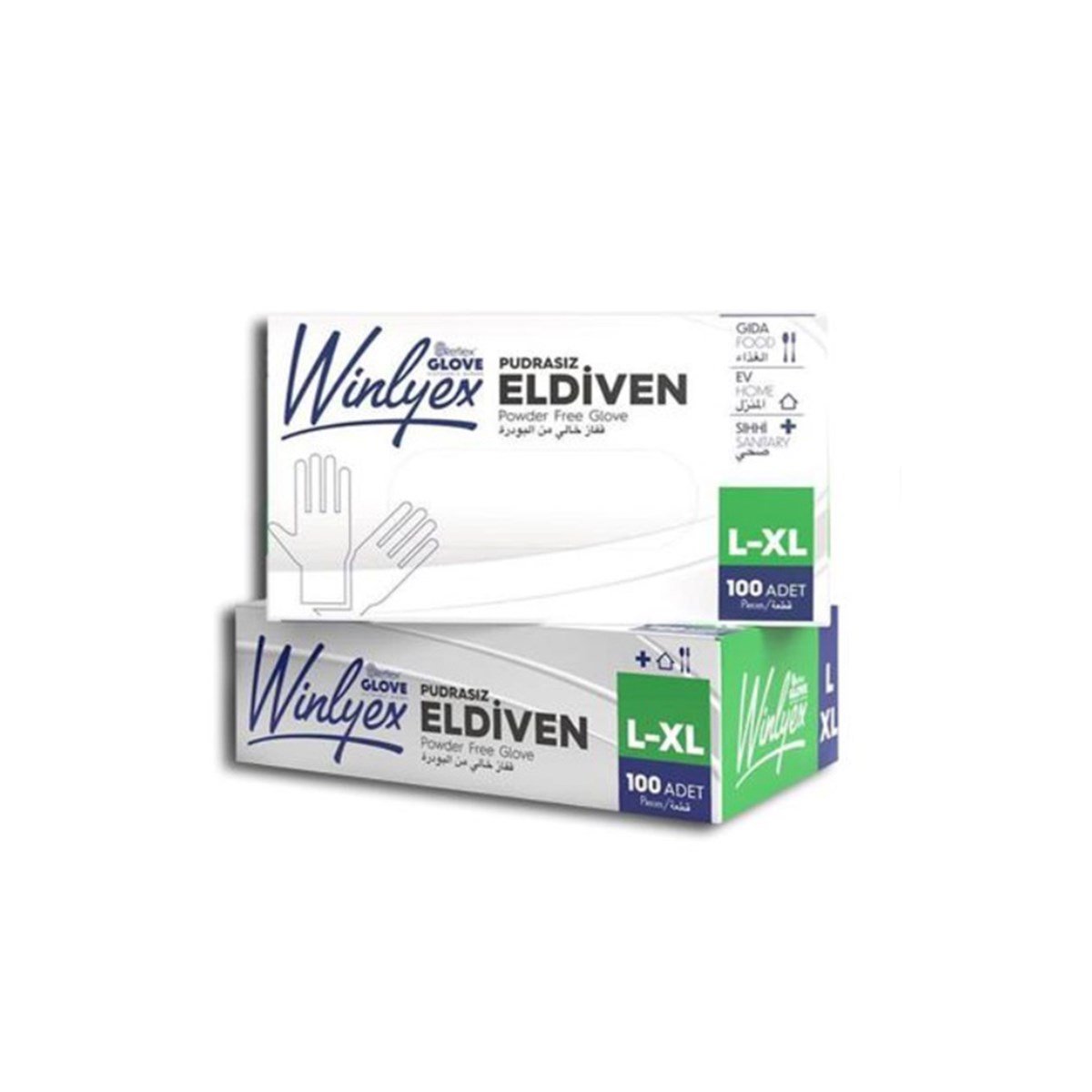 Reflex Winlyex Pudrasız Eldiven Şeffaf L-XL Beden 100'Lü Paket görseli