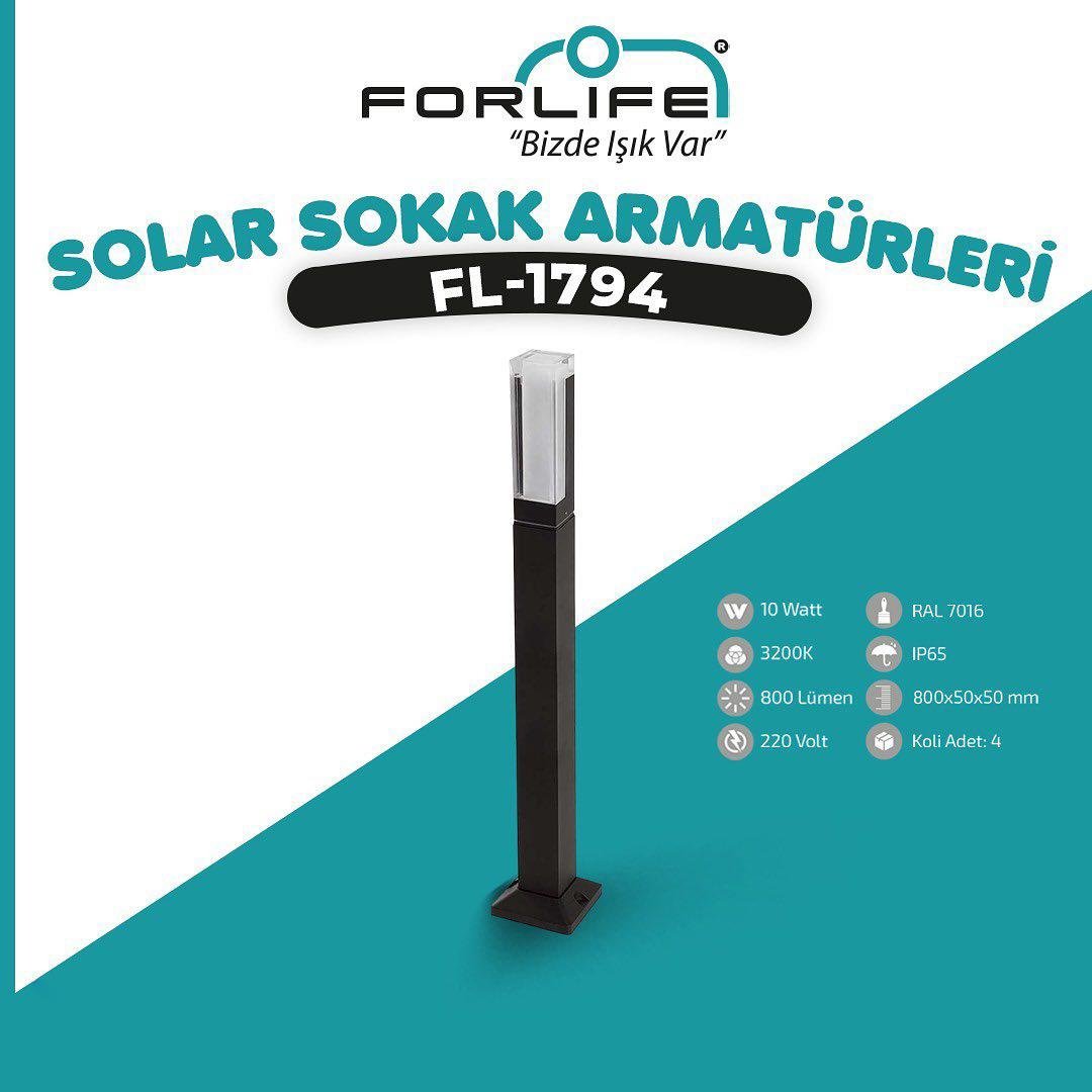 Forlife Bollard Bahçe Armatürü Karaçam 80cm 10W 3200k Gün Işığı FL-1794 küçük görsel