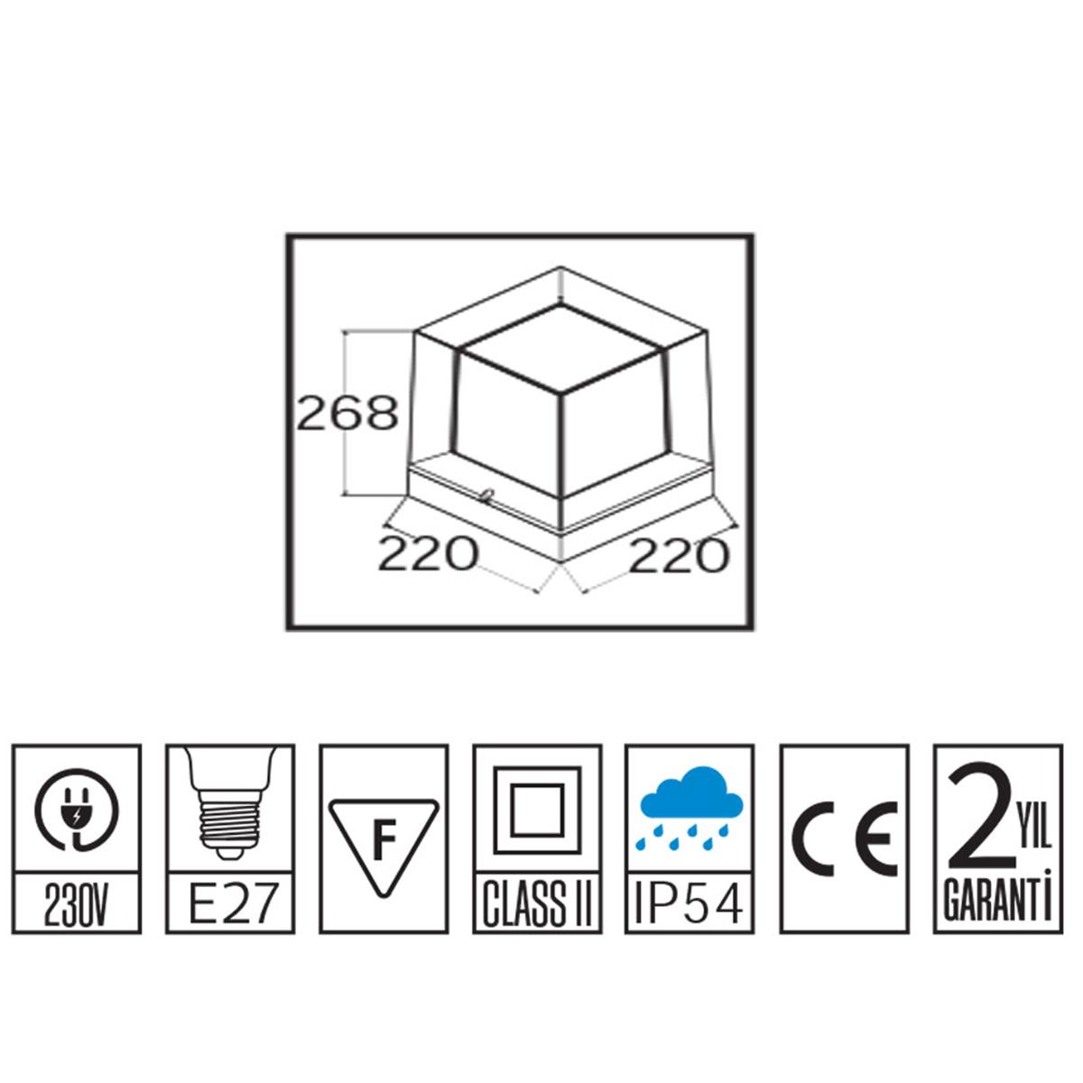 Horoz Prizma Set Üstü Bahçe Aydınlatması Siyah E27 Duylu küçük görsel