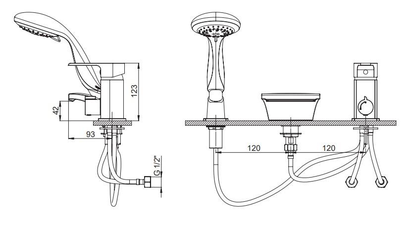 GPD Atros Ankastre Küvet Bataryası (3 Delikli) Krom Mak65-c küçük görsel