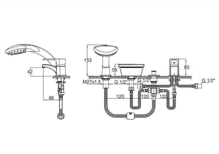 GPD Atros Ankastre Küvet Bataryası (3 Delikli) Krom Mak65-c küçük görsel