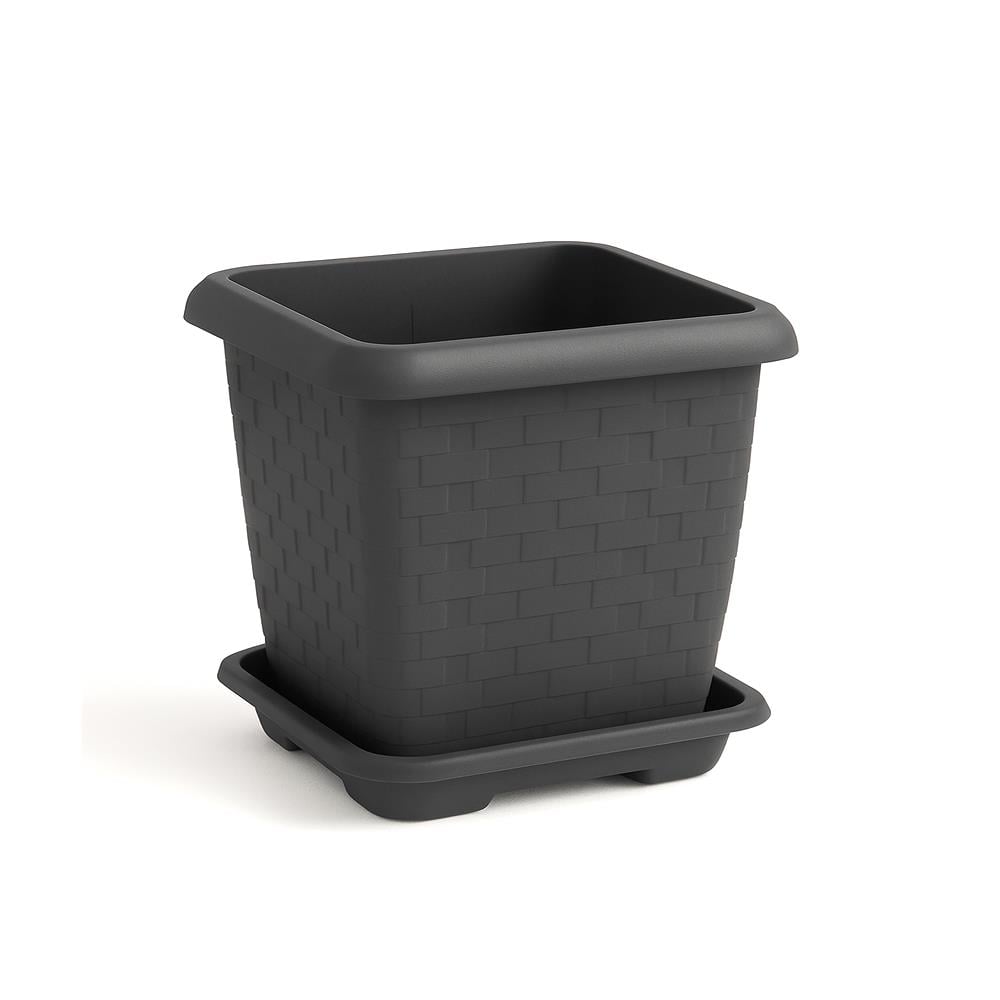 Serinova Hisar Kare Tabaklı Saksı No:3 25.5 Lt Antrasit görseli