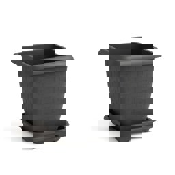 Serinova Hisar Kare Tabaklı Saksı No:3 25.5 Lt Antrasit küçük görsel