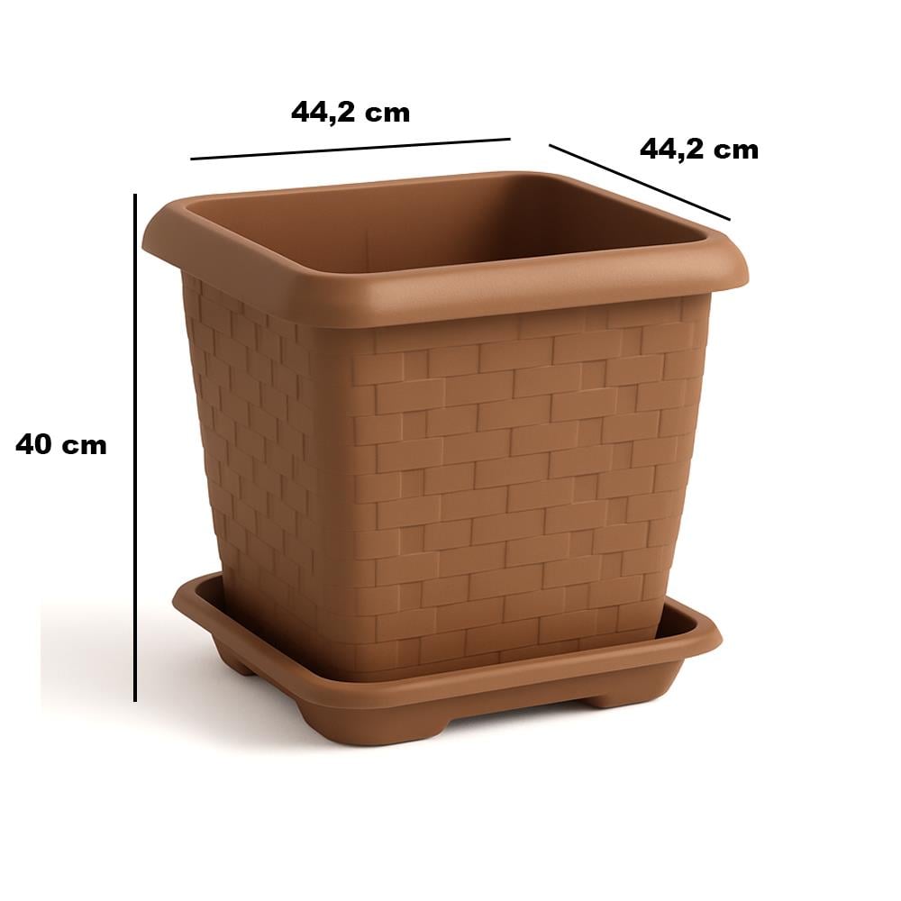 Serinova Hisar Kare Tabaklı Saksı No:4 44 Lt Kiremit küçük görsel