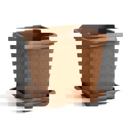 Serinova Hisar Kare Tabaklı Saksı No:4 44 Lt Kiremit küçük görsel