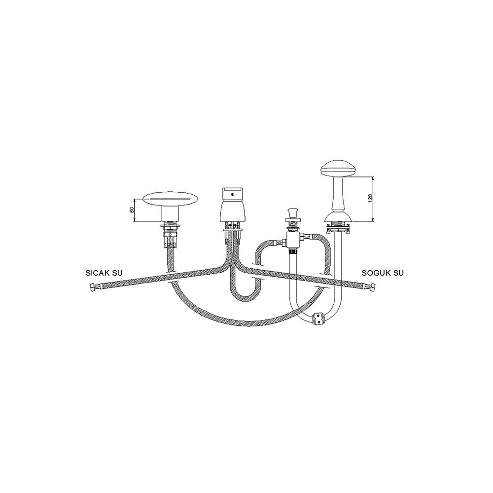 Newarc Master Ankastre Küvet Bataryası Şelale Akışlı 187152 küçük görsel