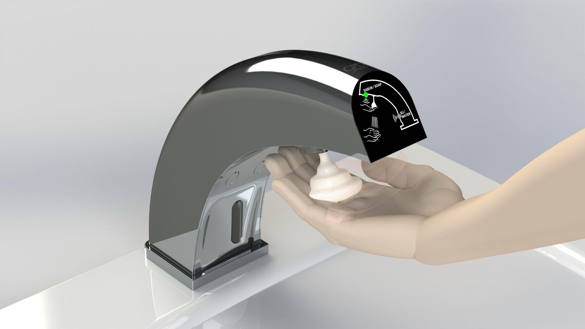 GPD Wiser-q Fotoselli Su ve Sabunluk Bataryası (Tek Su Girişli) Krom Flb09-2 küçük görsel