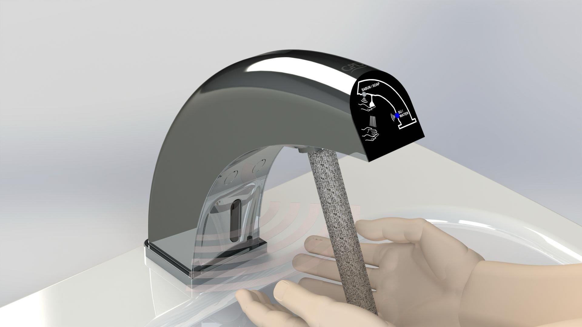 GPD Wiser-q Fotoselli Su ve Sabunluk Bataryası (Tek Su Girişli) Krom Flb09-2 küçük görsel