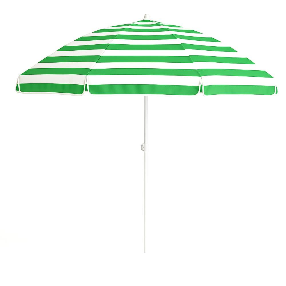 Plaj Şemsiyesi 200 Cm Eğilebilir Yeşil-Beyaz Çizgili görseli