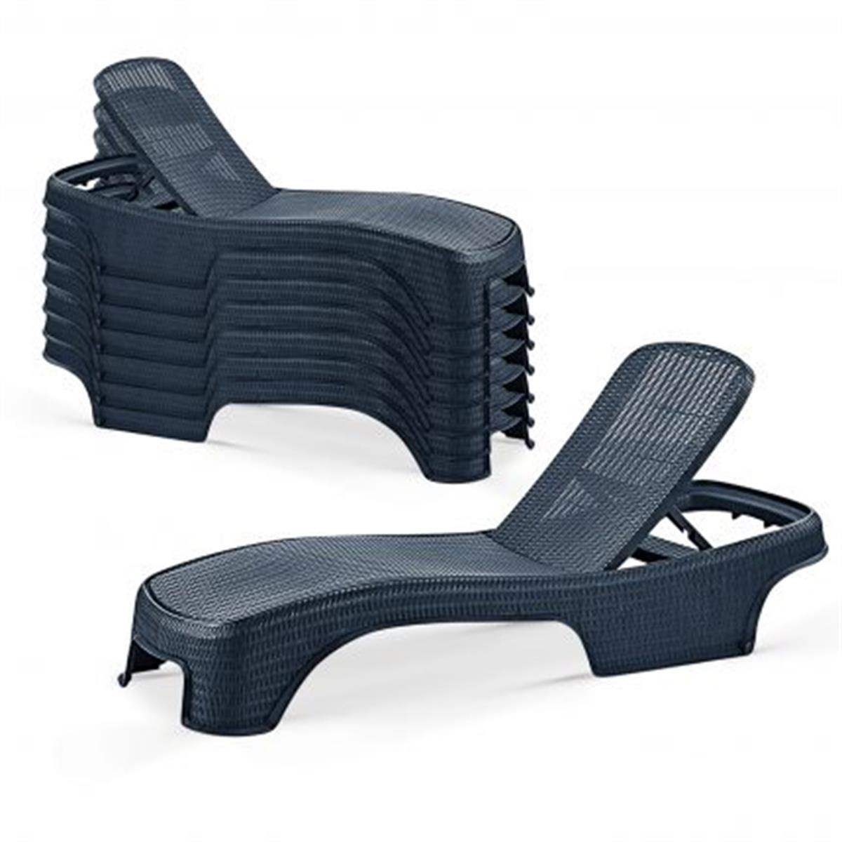 Brezza 2536 Royal Rattan Şezlong Antrasit küçük görsel