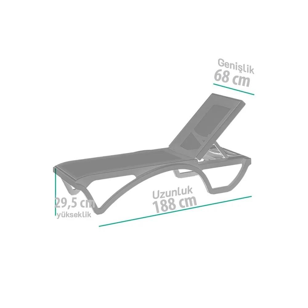 Brezza 2537 Elite Kolsuz Şezlong Antrasit küçük görsel