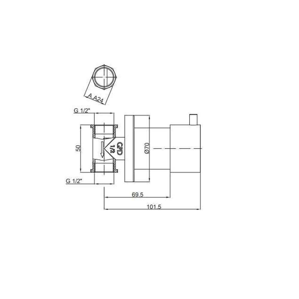 GPD Espina Ankastre Ara Kesme Vanası 1/2" Büyük Volan Krom Aak71 küçük görsel