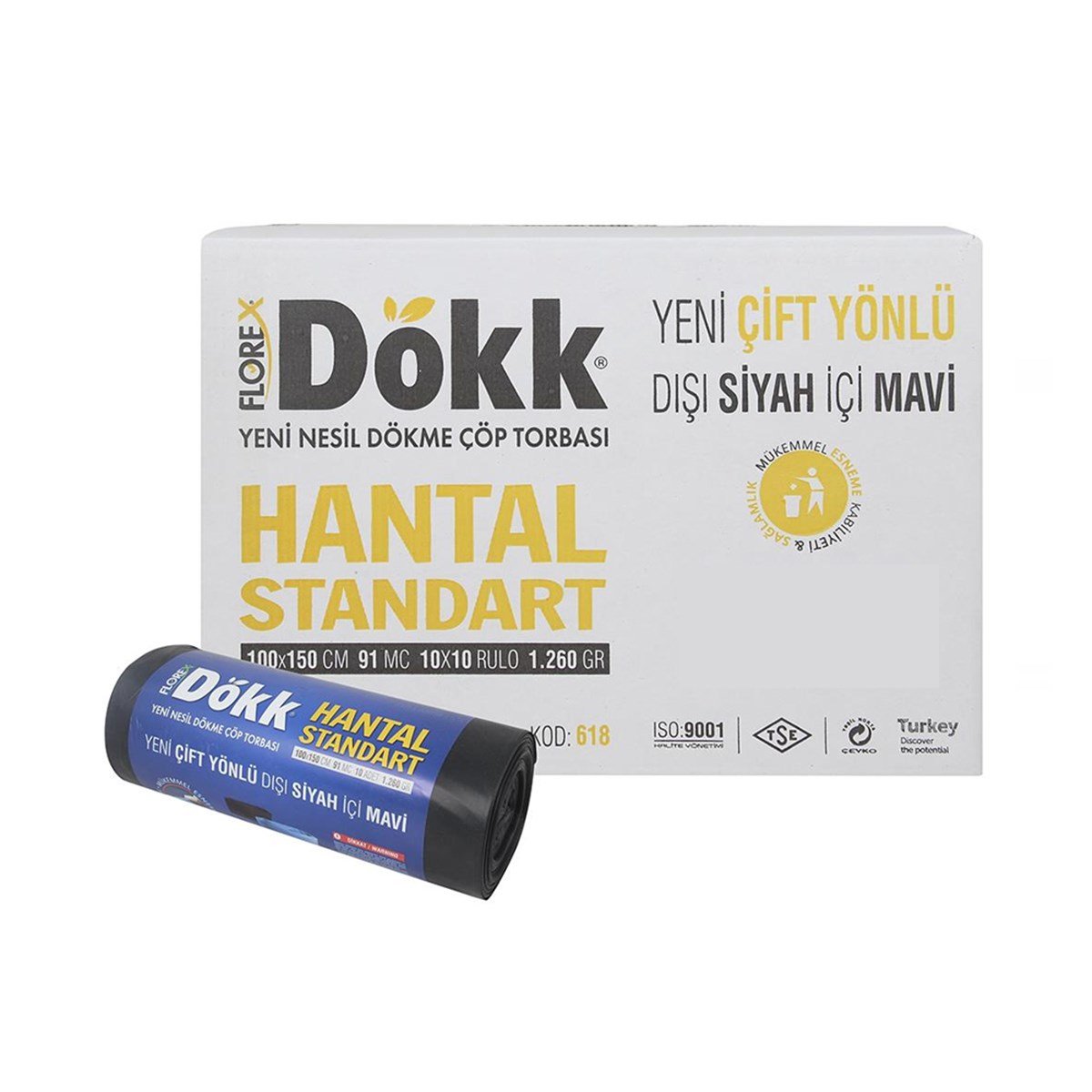 Florex 618 Dökk Hantal Standart Çöp Poşeti 100X150Cm 10 Rulo (1 Rulo 10 Adet) görseli