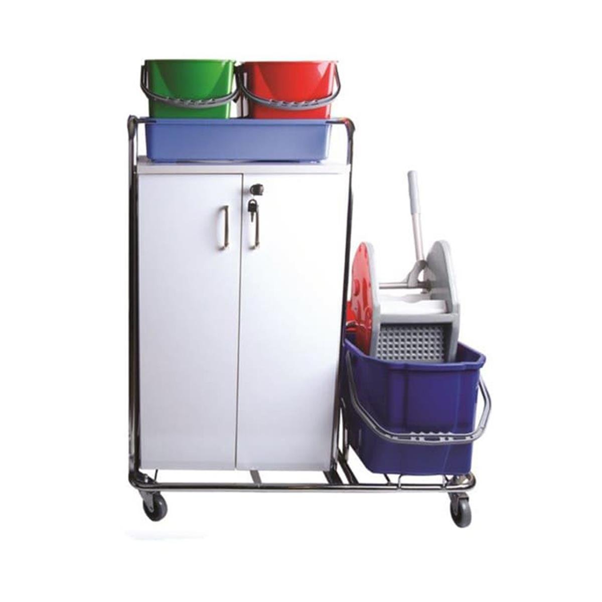 Nemkar Kat Hizmet Arabası Dolaplı Çift Kovalı Krom KHA-3204 görseli