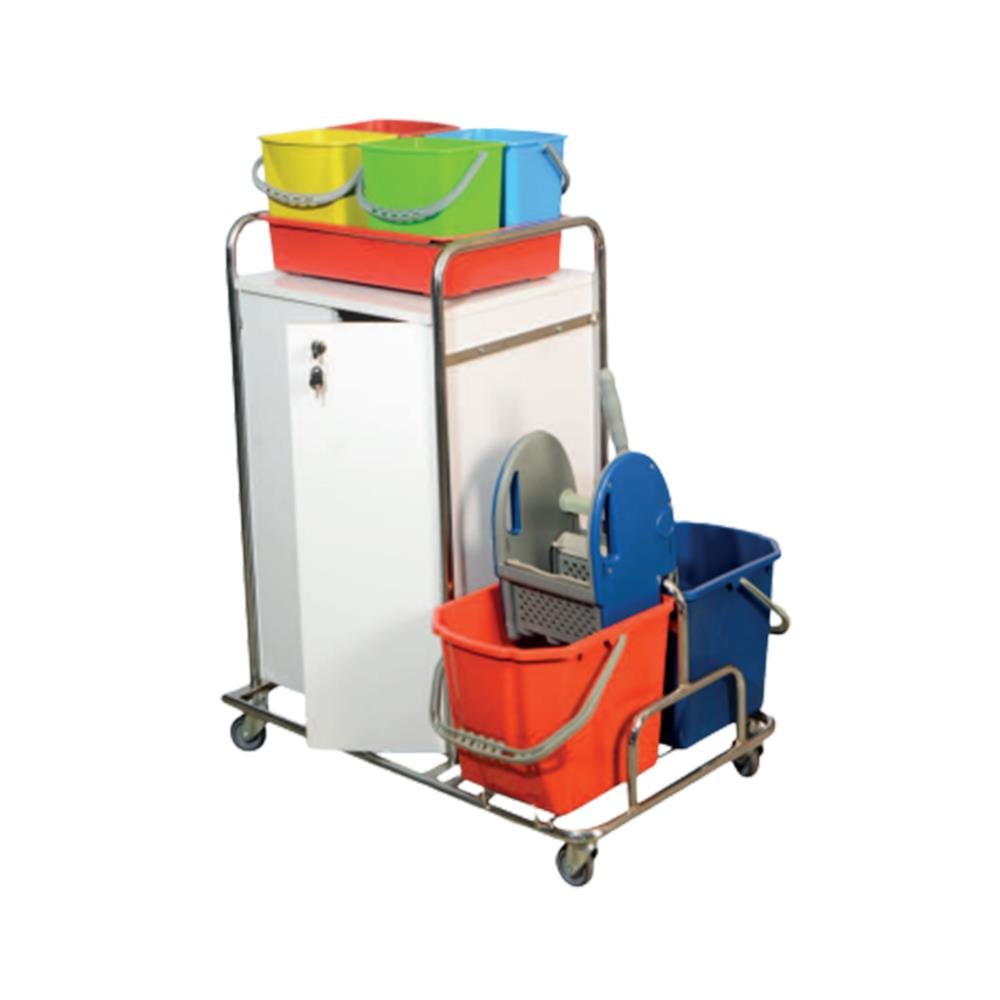 Nemkar Kat Hizmet Arabası Dolaplı Çift Kovalı Krom KHA-3204 küçük görsel