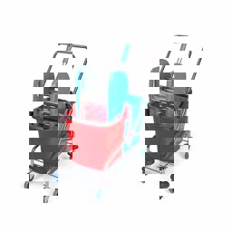 Üçtem Ck752 Çift Kovalı Metal Presli Krom Temizlik Arabası Seti küçük görsel