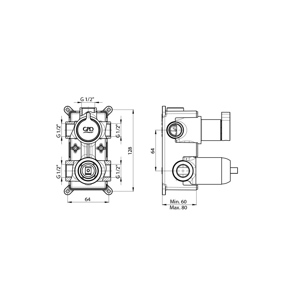 GPD Mix Çevirmeli Ankastre Batarya Sıva Altı Grubu Krom Sca03 küçük görsel