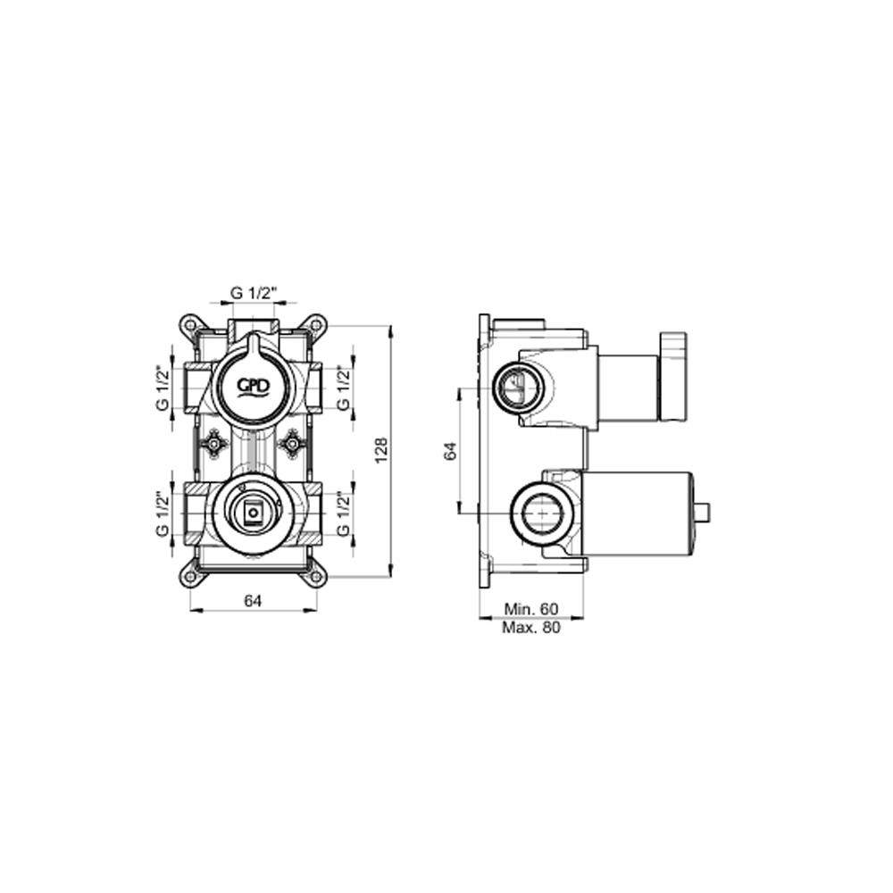 GPD Mix Çevirmeli Ankastre Batarya Sıva Altı Grubu Krom Sca03 küçük görsel