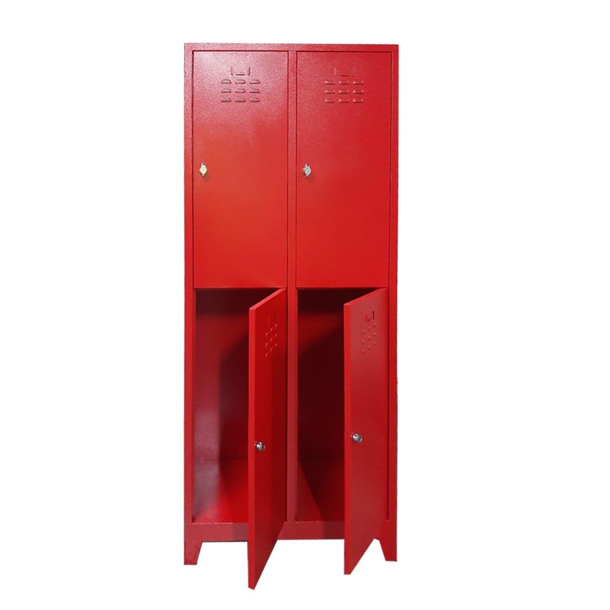 Usta Çelik Giyinme Dolabı Metal 4 Kapılı 66X37X198 U-E04 Kırmızı Gövde-Kırmızı Kapak görseli