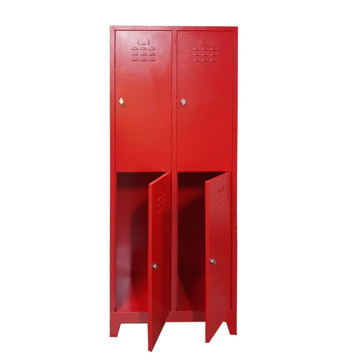 Usta Çelik Giyinme Dolabı Metal 4 Kapılı 66X37X198 U-E04 Kırmızı Gövde-Kırmızı Kapak görseli