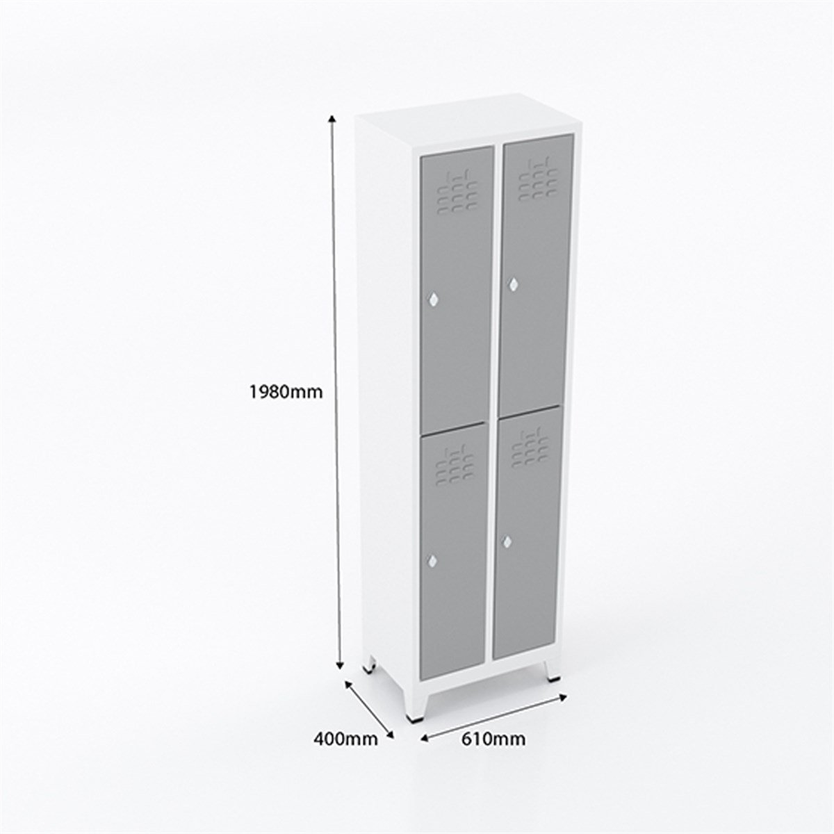 Usta Çelik Giyinme Dolabı Metal Dar Tip 4 Yarım Kapılı 61X40X198 U-D044 küçük görsel