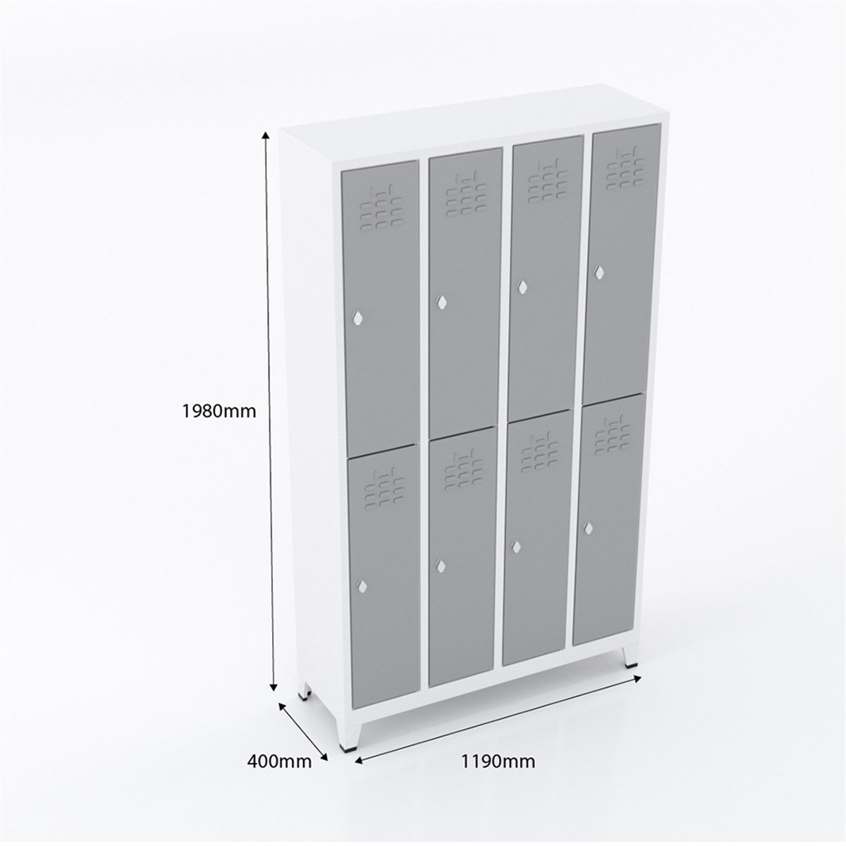 Usta Çelik Giyinme Dolabı Metal Dar Tip 8 Yarım Kapılı 119X40X198 U-S08 küçük görsel