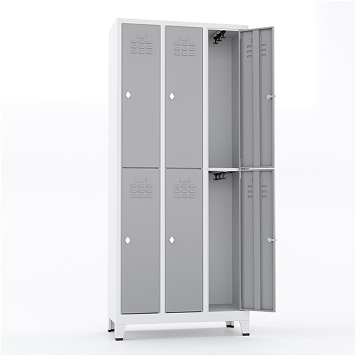 Usta Çelik Giyinme Dolabı Metal Dar Tip 6 Yarım Kapılı 90X40X198 U-D06 görseli