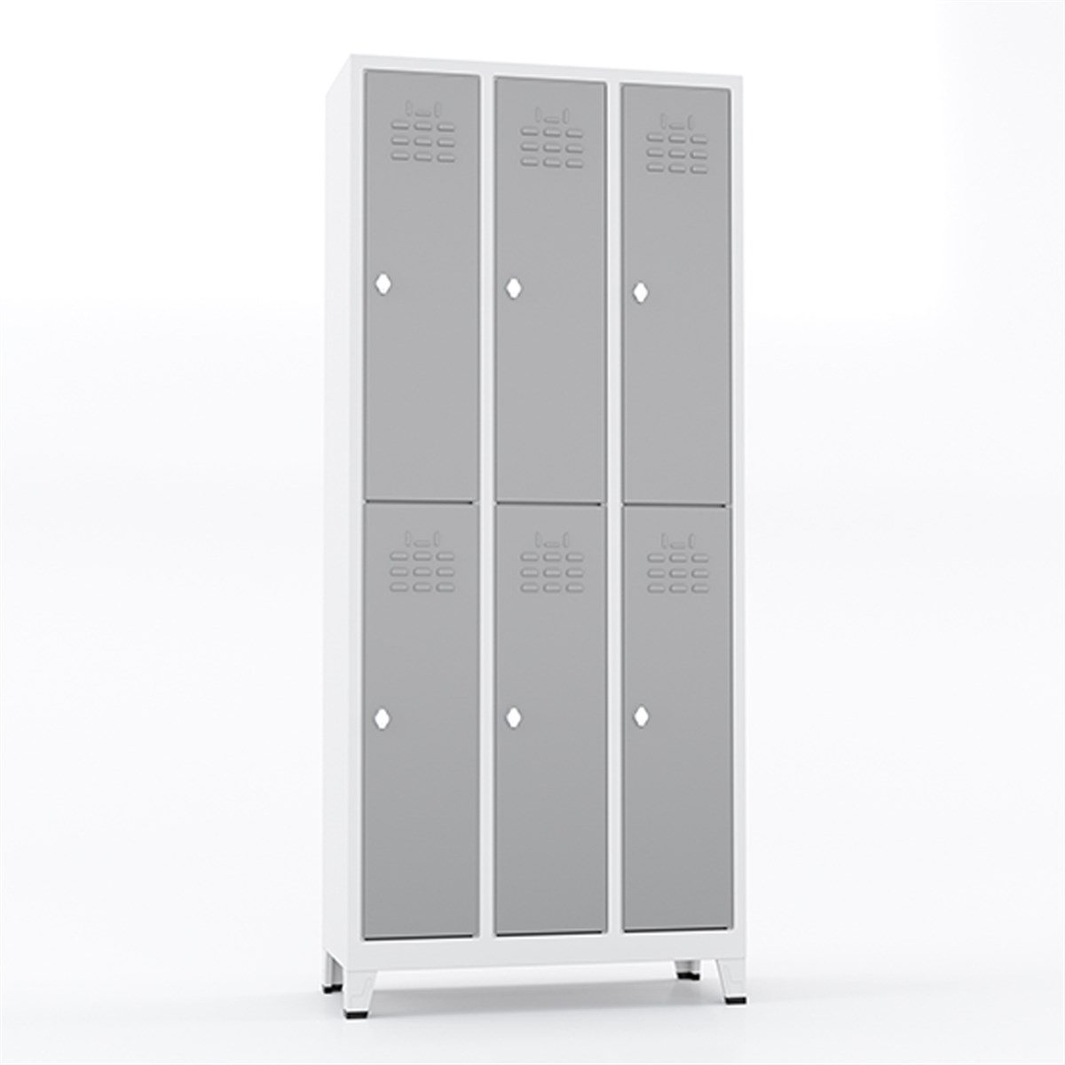 Usta Çelik Giyinme Dolabı Metal Dar Tip 6 Yarım Kapılı 90X40X198 U-D06 küçük görsel