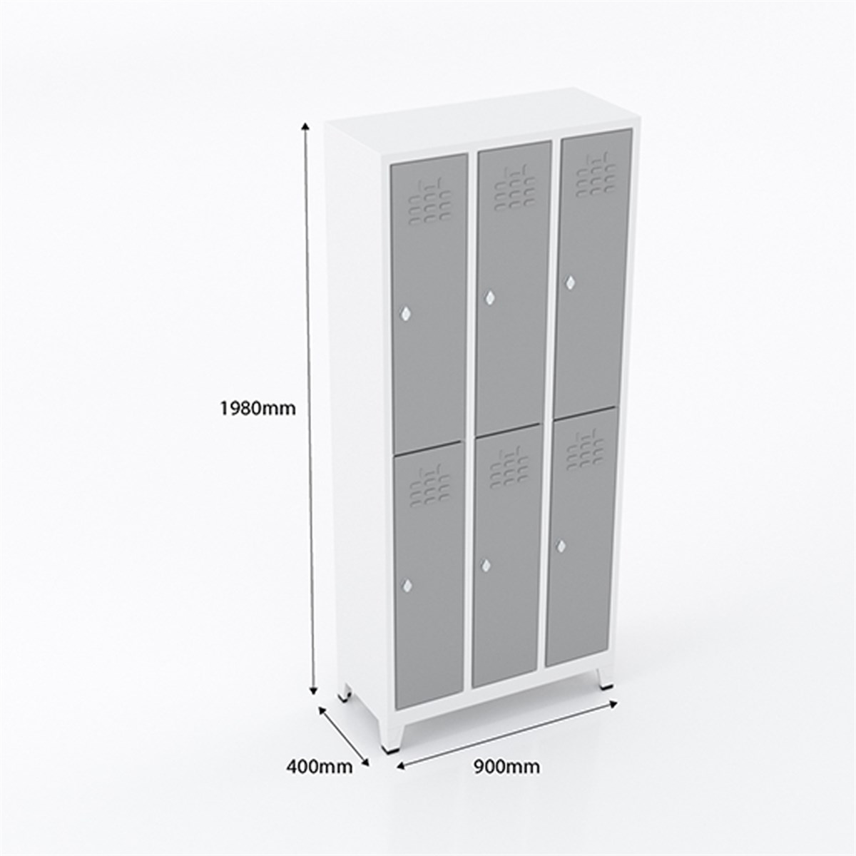 Usta Çelik Giyinme Dolabı Metal Dar Tip 6 Yarım Kapılı 90X40X198 U-D06 küçük görsel