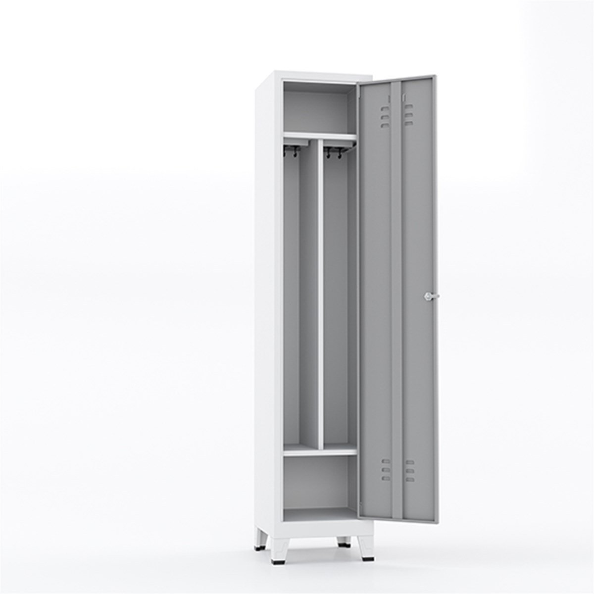 Usta Çelik Giyinme Dolabı Metal Ortadan Ayraçlı 1 Kapılı 41X40X185 U-S01Tk görseli