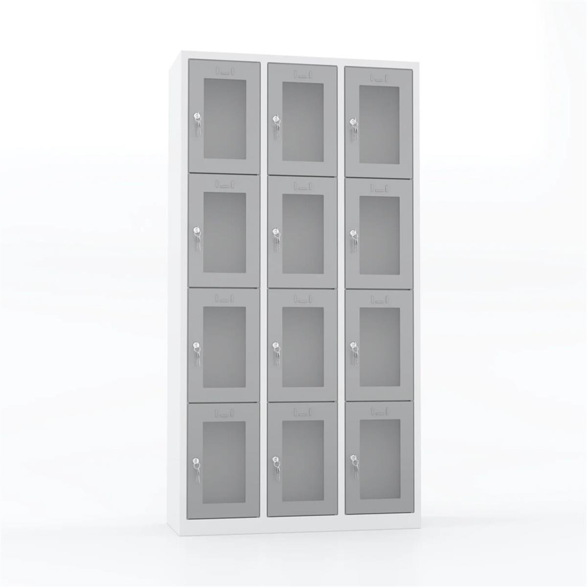 Usta Çelik Emanet Dolabı Pleksi Kapılı 12 Gözlü 99X40X195 U-Gz012-P görseli