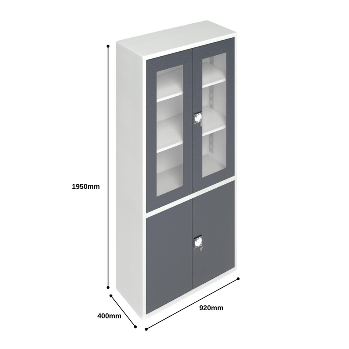 Usta Çelik Camlı Kütüphane Dolabı 195x40x92 U-ktp02 küçük görsel