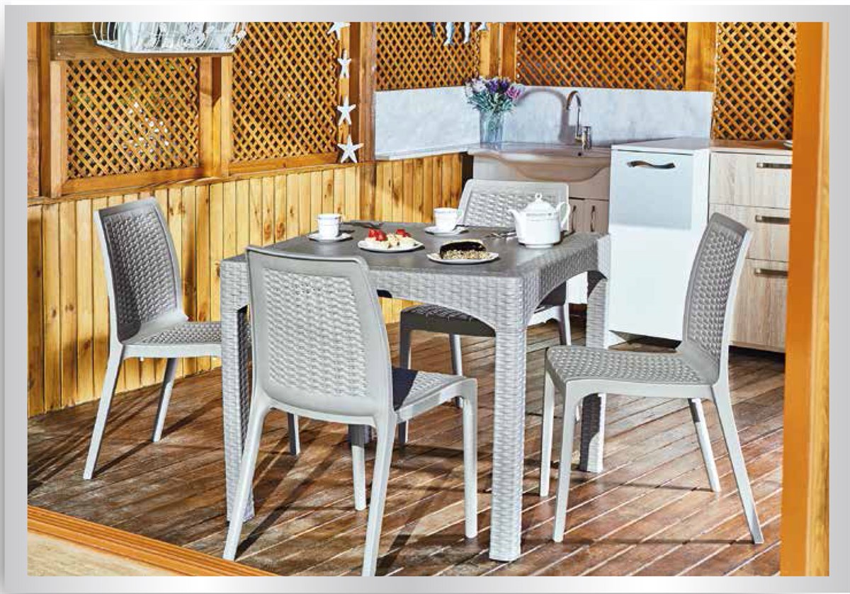 Brezza 2574 Rattan Masa 90x90x76 Cm Beyaz küçük görsel