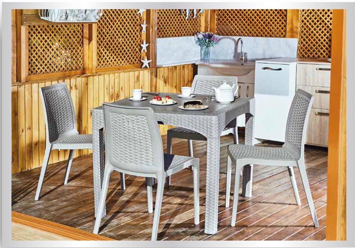 Brezza 2574 Rattan Masa 90x90x76 Cm Çöl Beji küçük görsel