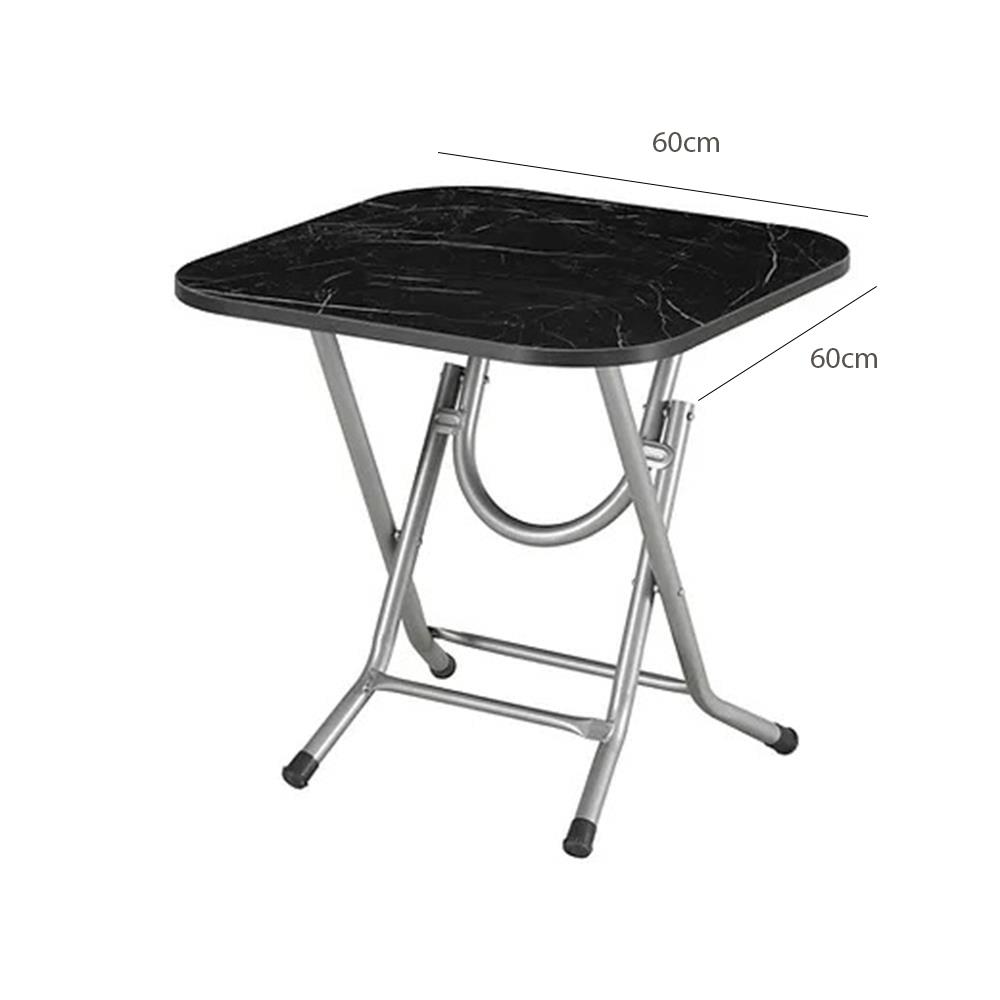 Doğan Lüks Mermer Desen Katlanır Piknik Masa Siyah 60x60 Kp-660 küçük görsel