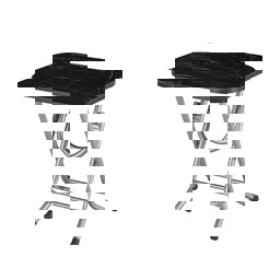 Doğan Lüks Mermer Desen Katlanır Piknik Masa Siyah 60x60 Kp-660 küçük görsel