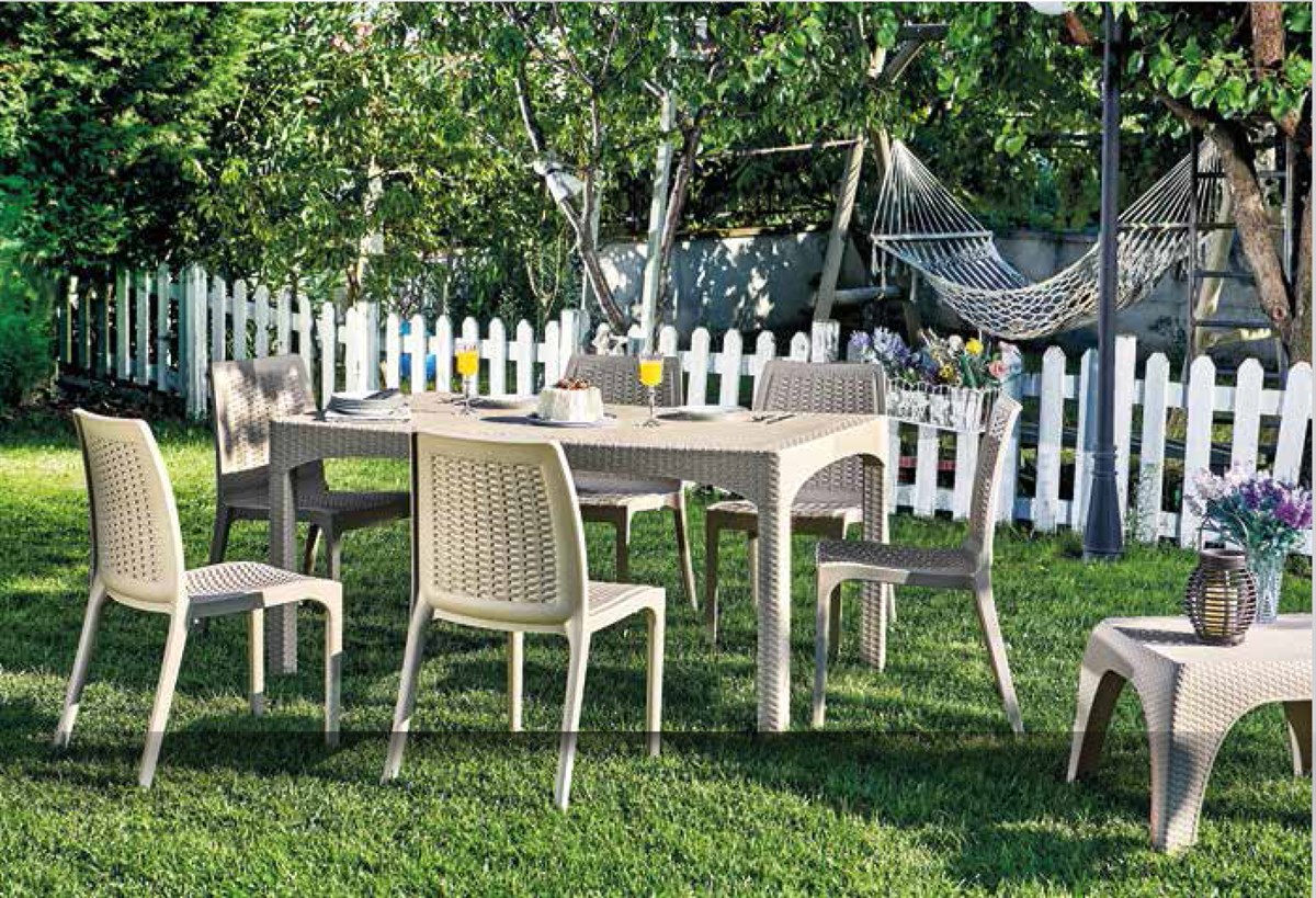 Brezza 2587 Rattan Masa 90x150x76 Cm Koyu Kahve küçük görsel