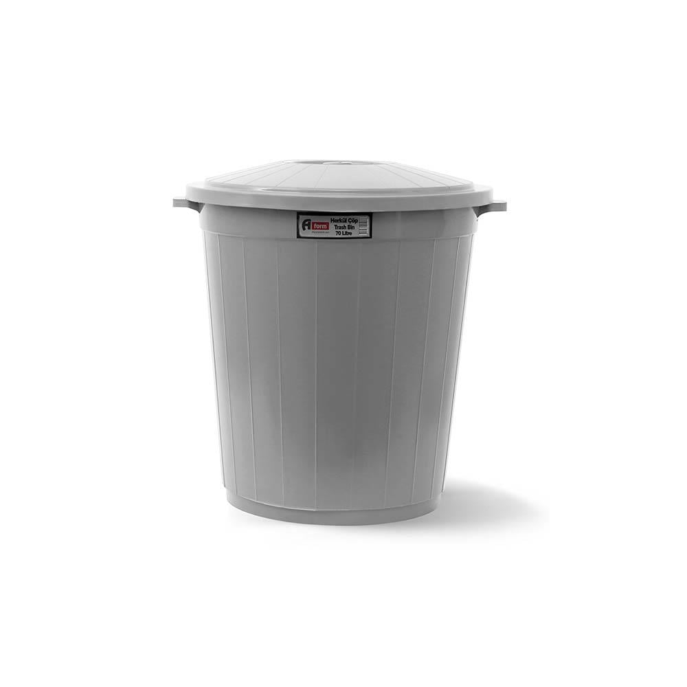 A Form 70 Lt Kapaklı Endüstriyel Çöp Kovası Gri Ck-70 101 görseli