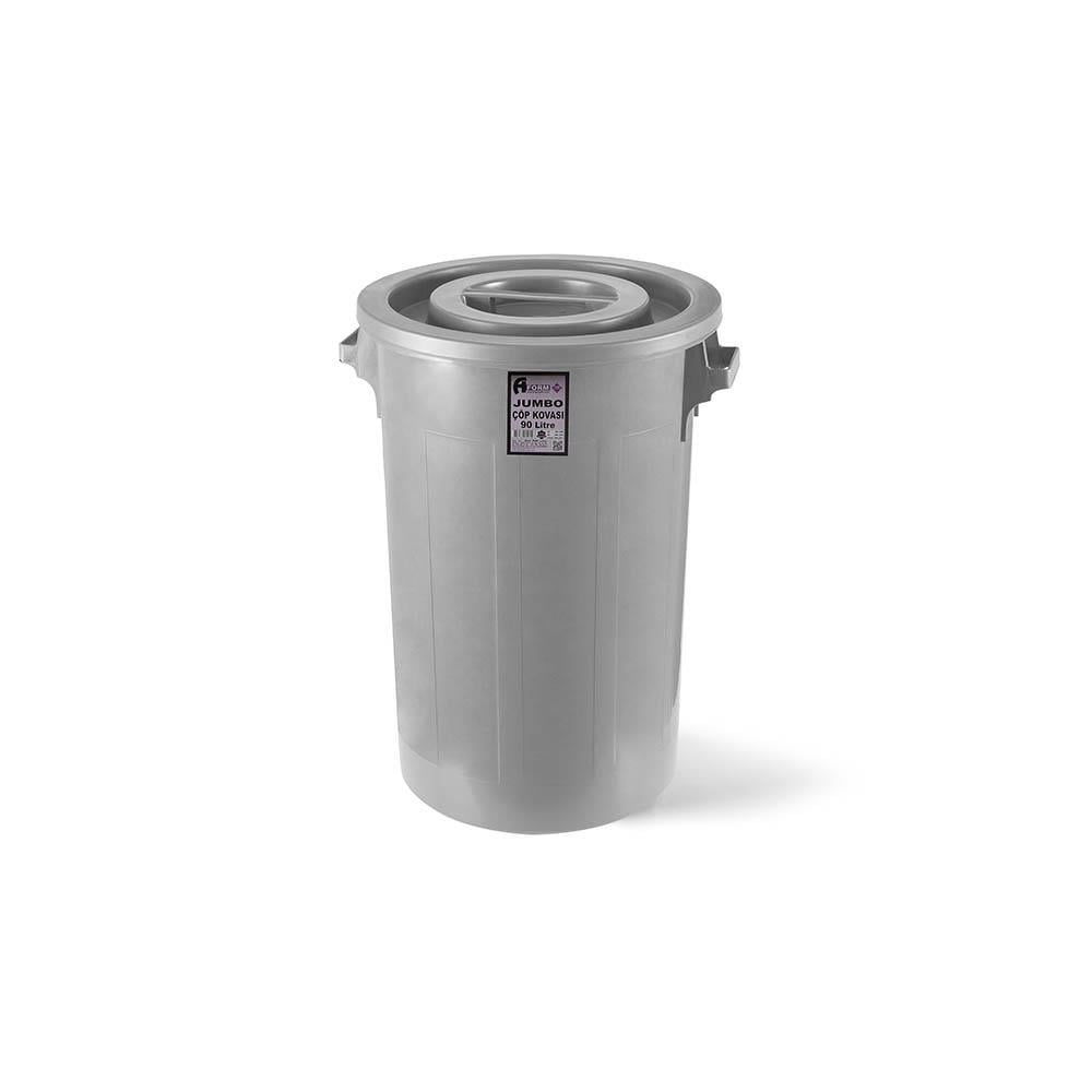 A Form 90 Lt Kapaklı Jumbo Sanayi Tipi Çöp Kovası Gri Jck 101 görseli